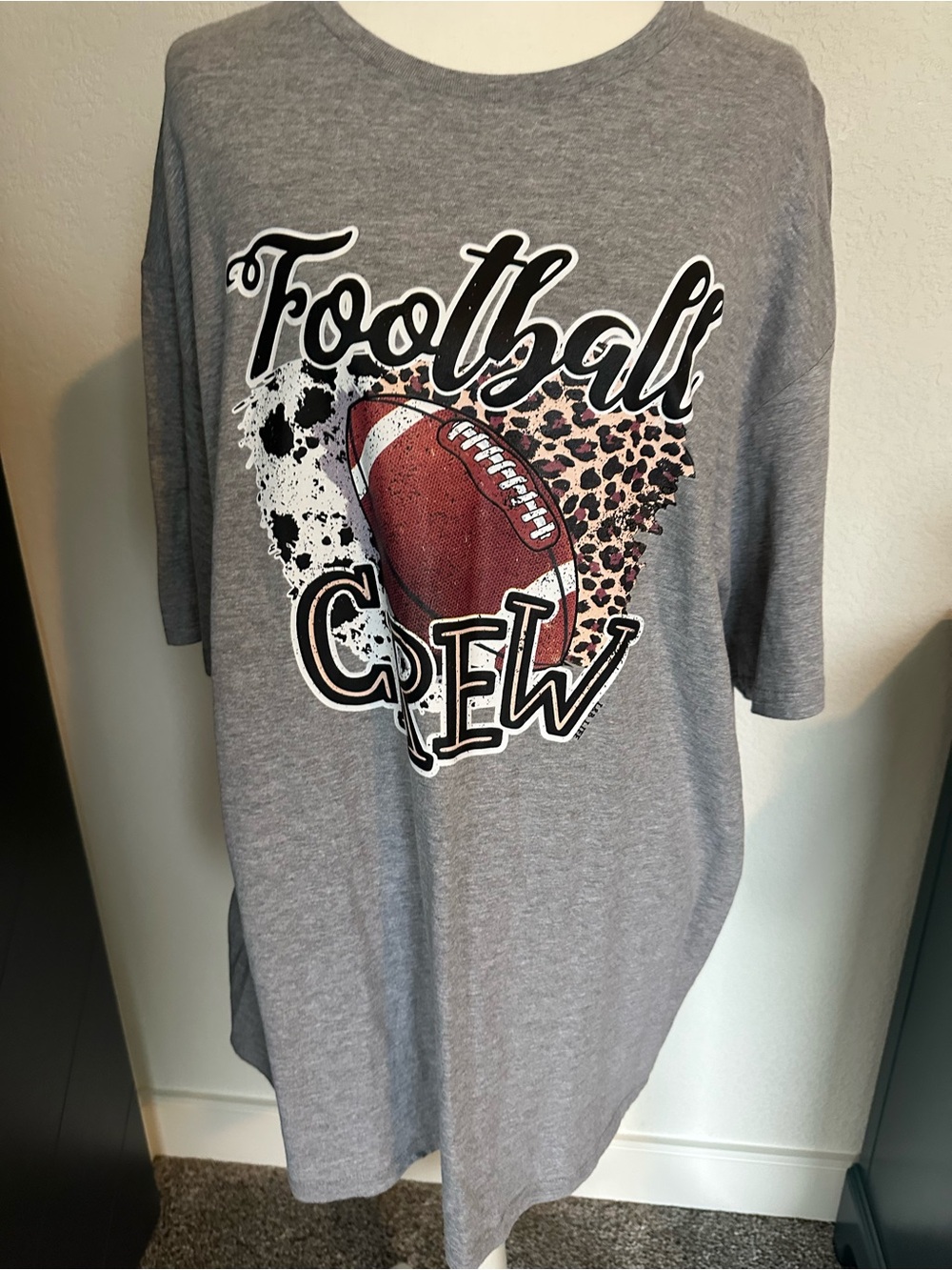 Gray "Football Crew" Graphic women’s Top